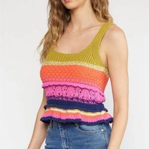 Entro Colorful Striped Knit Tank Top